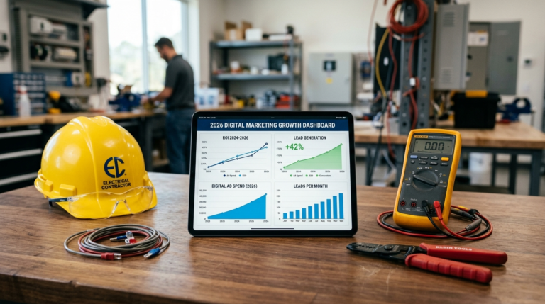 Illustration of digital marketing for an electrical contractor