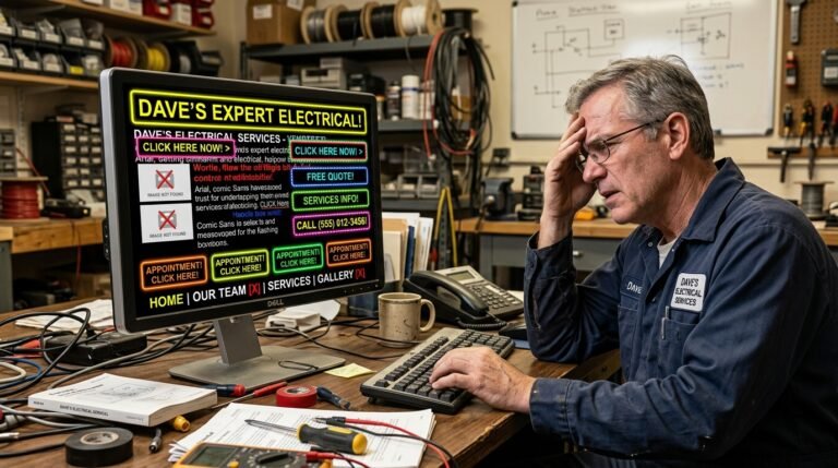 Electrician website on a desktop screen
