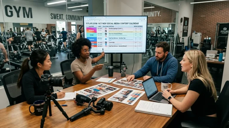Marketing team planning around a conference table
