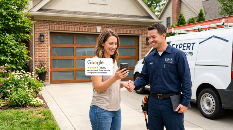 Title graphic: how reviews help garage door companies get more leads